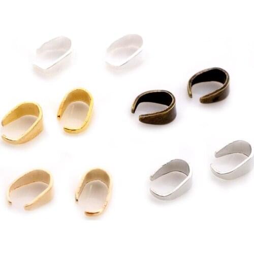 50pcs/lot Stianless Iron Pendant Clips Pinch Bail Clasps Buckle Charm Necklace Hook Connector For DIY Jewelry Making Cameo Tray