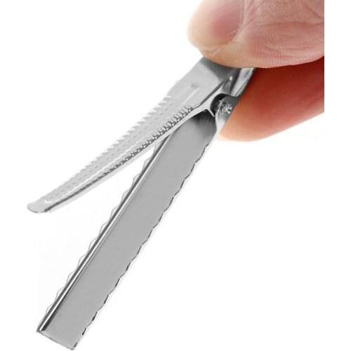 50Pcs Flat Single Prong Alligator Clips DIY Barrette Teeth Hair Clips Utility