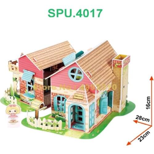 84pcs My Sweet Villa With Led 3d Paper Model Puzzle Toy