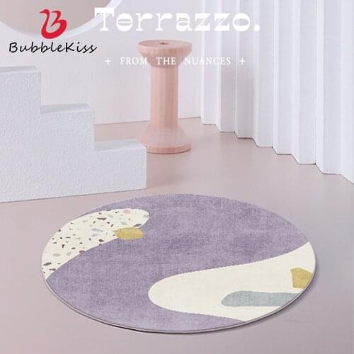 Bubble Kiss Abstract Art Round Carpet Nordic Living Room Decorative Modern Home Bedroom Tatami Mat Crystal Velvet Thicker Rugs