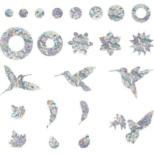 Anti-Collision Window Sun Clings-Feather Leaves Shape PVC Rainbow Sticker Decor Rainbow Stickers to Save Birds from Collision