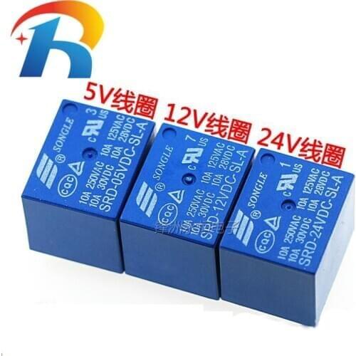 Free shipping 50PCS/lot Relays SRD-05VDC-SL-A SRD-12VDC-SL-A SRD-24VDC-SL-A SRD-48VDC-SL-A 05V 12V 24V 48V 10A 250VAC 4PIN T73