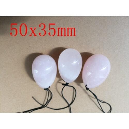 Free Shipping 50X35mm Drilled Natural Rose Quartz Jade Egg For Women Health Care Yoni Egg Kegel Exercise Yoni Eggs with pouch