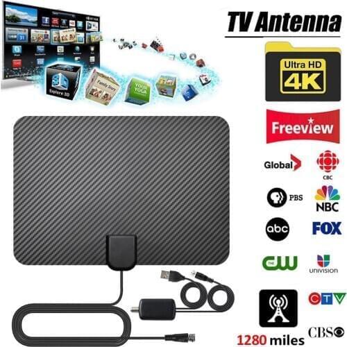 4K Digital HDTV Aerial Indoor Amplified Antenna 1280 Miles Range for Life Local Channels Broadcast