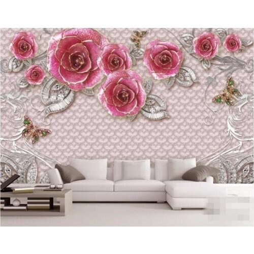 CJSIR Custom Photo Wallpaper Wall Murals Wall Stickers Exquisite Romantic Rose Jewelry Living Room TV Wall Papel De Parede