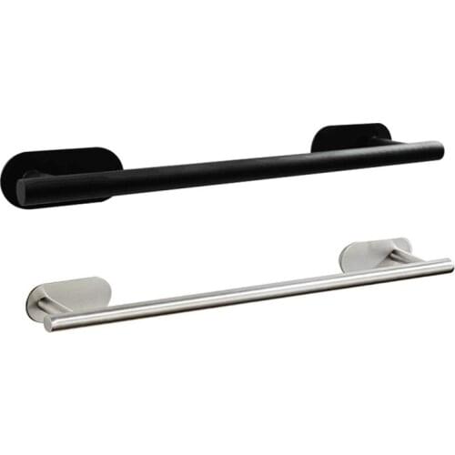 Stainless Steel Bathroom Towel Rack Self Adhesive Wall-Mounted Bathroom Towel Shelf Holder Balcony Storage Clothes Hanger Shelf