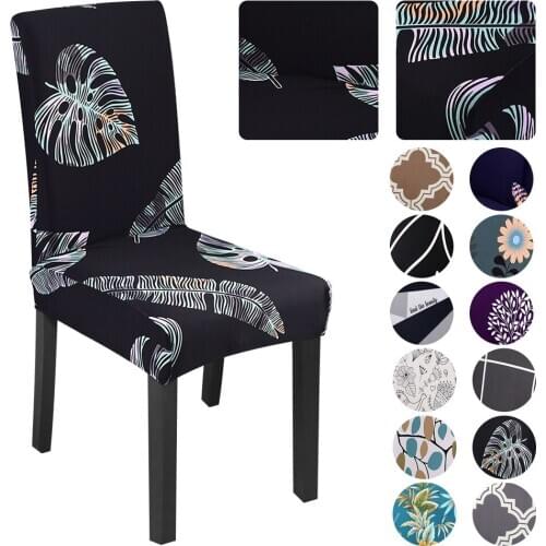 Printed Elastic Chair Cover Spandex Stretchable Dinning Room Kitchen Chair Slipcovers Protector For Home Wedding Banquet Party