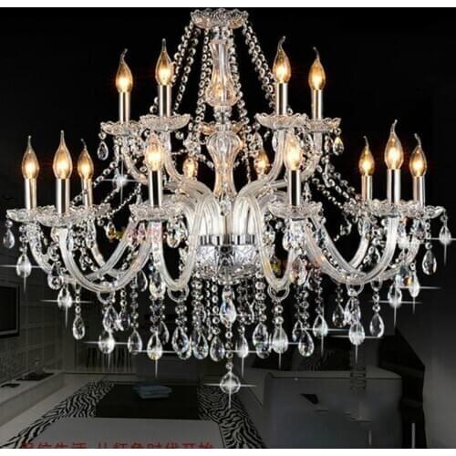 Europe 15 arms Kitchen crystal light bedroom chandelier led lustre E14 led candle chandeliers for living room hanging light