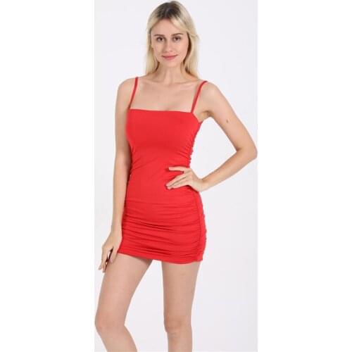 European and American Summer Sexy Womens Suspenders Pleated Breech Mini Short Dress