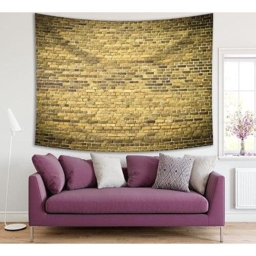 Tapestry Brick Wall Rustic Decorative Rural Nature Countryside Theme Artwork Printed Green Beige