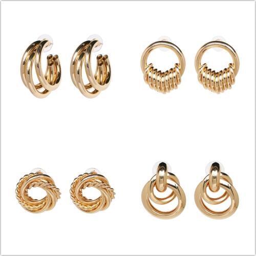 JURAN 2019 hot small metal statement earrings vintage gold color stud earrings fashion za jewelry wholesale