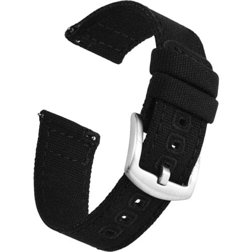 Canvas Straps 20mm 22mm For Samsung Galaxy Watch3 45mm Active2 Amazfit GTR Huawei GT 2 With Quick Release Spring Bars Watch Band