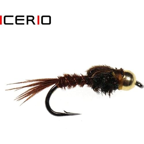 ICERIO 6PCS Bead Head Pheasant Tail Nymph Fly Fishing Flies Trout and Bass Wet Fly Patter