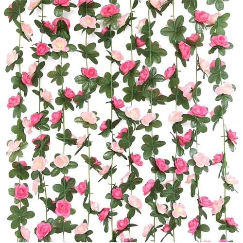 10 Pack Artificial Rose Vine Hanging Flower Garland Fake Roses Flowers Plants Home Hotel Wedding Party Garden Decor