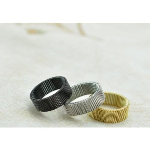8mm High Quality Fashion Stainless Steel Ring Mesh Retro Punk Gothic Mens Rings Women Jewelry Accesories Holiday Gift