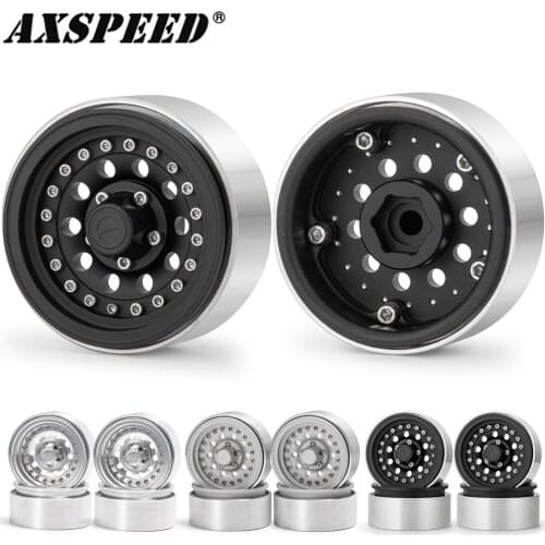 AXSPEED 4PCS Beadlock Wheels Rims 1.9inch #57 for 1/10 SCX10 part of car accessories
