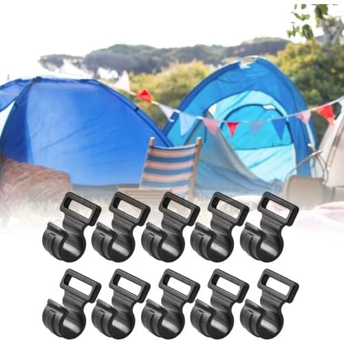 10Pcs/lot Installed Tent Hooks Camping Caravan Awning Wind Rope Clip Tent Clip Windproof Clips