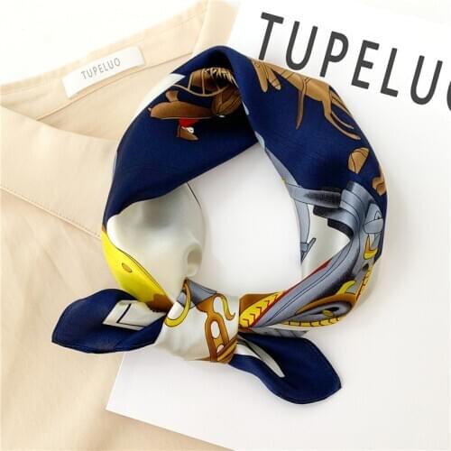 Summer Scarf Real Silk Square Foulard Lady Small Neck Scarves Kerchief Women Bandana Design Print Female Hairband 2021 New