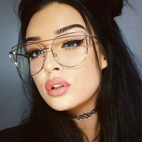 Fashion Glasses Women Vintage Cateye Eyeglasses Frame Metal Myopia Optical Eyewear Transparent Lens Comfort Light Spectacle