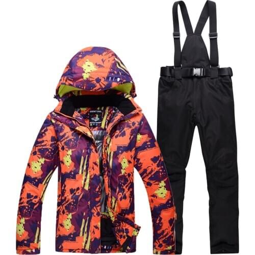 Men Women Warm Snow mountain Clothing suit Outdoor Sports snowboarding waterproof windproof winter Ski jacket and bib pant sets