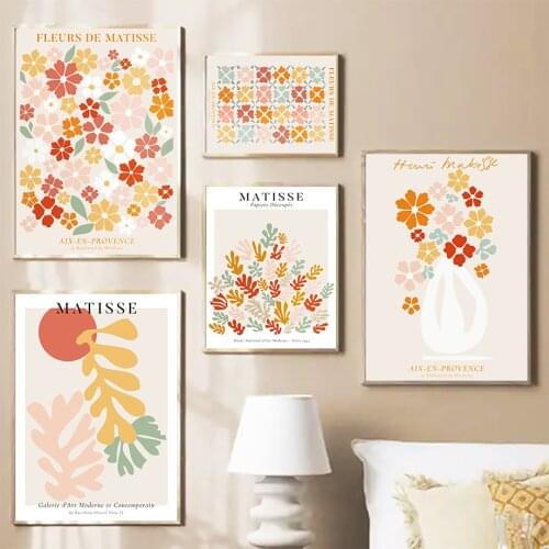 Matisse Colorful Flower Leaf Wall Art Canvas Painting Nordic Posters And Prints Modern Art Wall Pictures For Living Room Decor