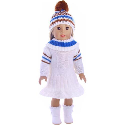 New Fashion Doll Clothes Winter skirt hat scarf three piece for 18 inch American Doll ,Children best Birthday Gift