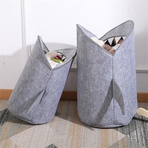 New Cartoon Shark Felt Bag Storage Basket Childrens Toy Shark Storage Bucket Dirty Laundry Storage Box Home