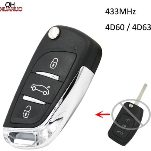 Upgraded DS Style 3 Buttons Folding Remote Key Fob for Ford Mondeo Focus 433MHz 4D60/4D63 Chip HU101 Blade