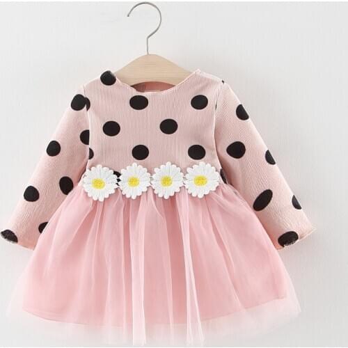 Autumn Baby Dress Long Sleeve Infant Dress Toddler Girls Princess Dresses Polka Dot Daisy Fashion Baby Girls Clothing