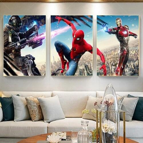 Marvel Avengers Superhero Anime Posters Spiderman Iron Man Canvas Painting Prints Wall Art Picture Boy Gift Bedroom Home Decor