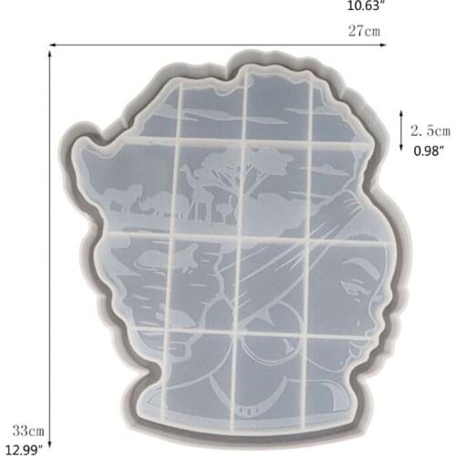 R58E African Goddess Tray Crystal Epoxy Resin Mold Serving Plate Coaster Silicone Mould DIY Handmade Crafts Home Decoration Tool