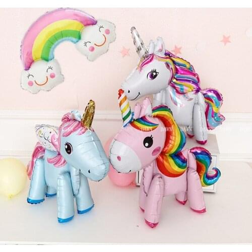 1pc 3D rainbow horse Birthday Party Decor Kids Party Favor new years Balloons Wedding Decoration Baby Shower smooth clound toy