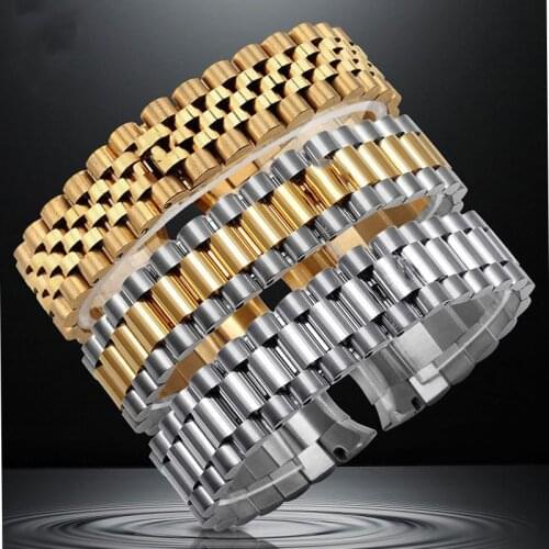 Watch accessories steel strap male 13mm17mm20mm sports for Rolex luxury series five beads full solid strap women watch band