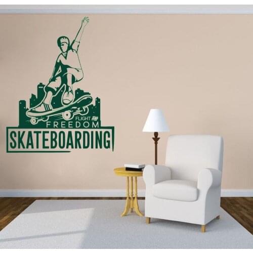 Flight And Freedom Skateboarding Decal Wall Art Skateboard Sports Sticker for Home And BedRoom Decoration Removable A002494