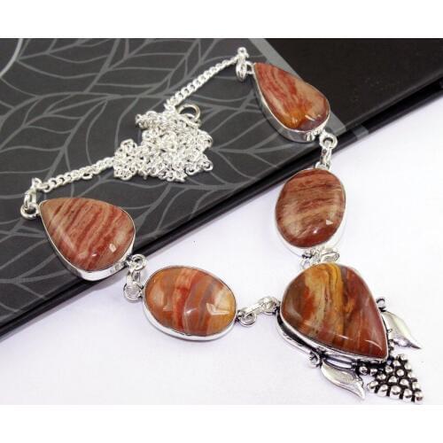 Jaspper Necklace Silver Overlay over Copper , 50.7 cm, N0276