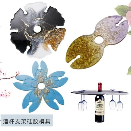 DIY drop mold red wine tray wine cup holder Cherry Blossom irregular cup pad mirror silicone mold