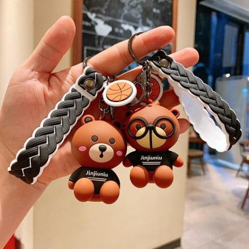 Cartoon bear silicone key chain gift car key chain hanging cute creative bag pendant