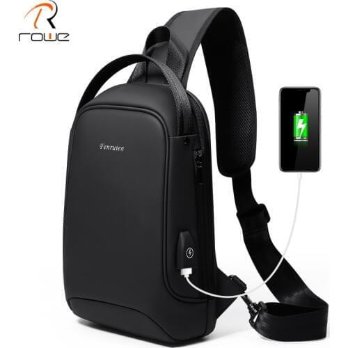 Rowe New Shoulder Bag For Men Waterproof USB Charging Crossbody Bag Anti-theft Multifunction Short Trip Chest Bag Messenger Bags