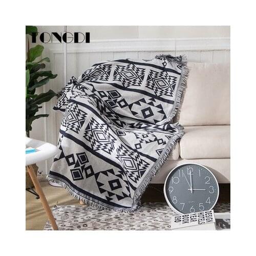 Tongdi Boho Modern Luxury Sofa Cover Couch Towel Artistic Elegant Knitted Wool Lace Fringed Seat Decor For Parlour Living Room