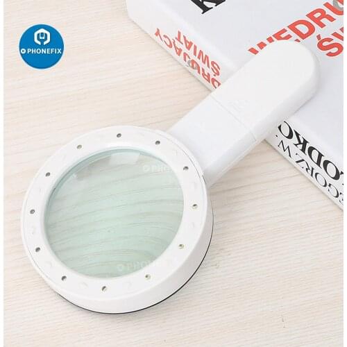 30X 12LED Lights Magnifying Glass Lens Lightweight Magnifier Lamp Reading Magnifying Glass for CPU PCB Soldering Jewelry Repair