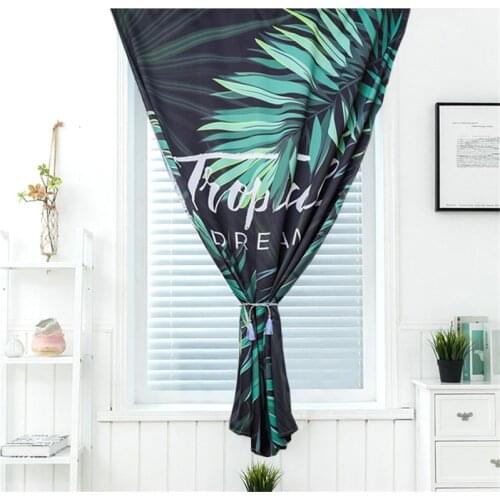Shading Curtain Leaves Pattern Bedroom Living Room Curtain Modern Pasteable Curtain Cloth Home Decoration Without Punching