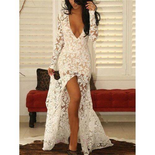 Sexy V-neck ivory white lace mermaid prom party evening dresses vestido de noiva sereia gown robe de soiree slit sexy party