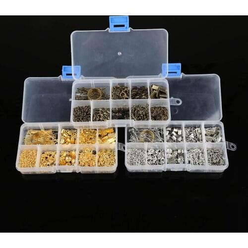 1Box Crimp End Clasps Lobster Clasps Open Jump Rings Extender Chain Ending Cord Caps For DIY Jewelry Accessories