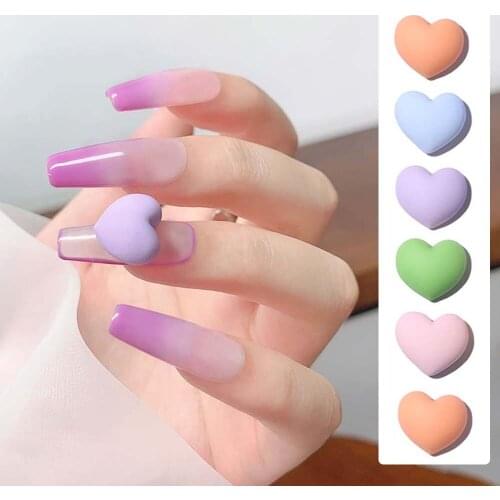 10 Pcs Candy Color Frosted Peach Heart Nail Jewelry Matte Fluorescent Three-Dimensional Design Nail Art Decorations