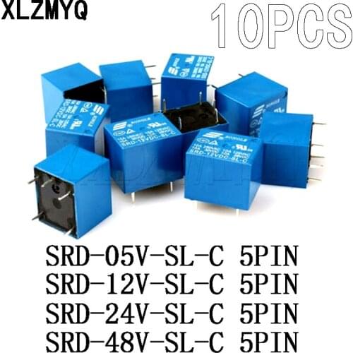 10pcs Relays SRD-05VDC-SL-C SRD-12VDC-SL-C SRD-24VDC-SL-C SRD-48VDC-SL-C DC 5V 12V 24V 48V SRD - 250VAC 10A 5PIN Power Relays