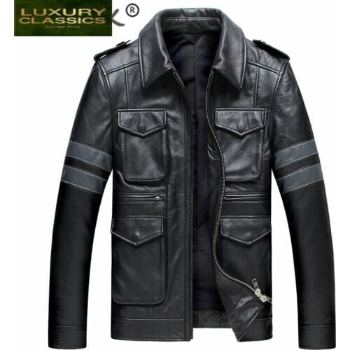 100% Autumn 2021 Spring Natural Genuine Leather Jacket Men Real Cow Leather Coat Male Streetwear Moto Biker Bomber Jacket