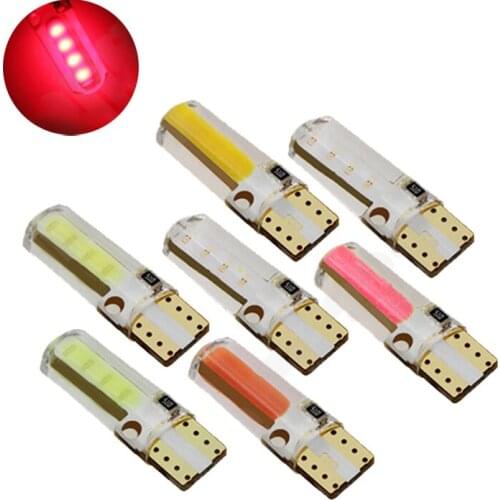 20Pcs Red T10 168 194 W5W COB 8 Chips Silicone LED Car Bulbs For Clearance Lamps License Plate Lights 12V