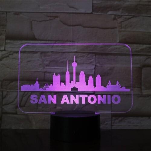 3D Lamp City SAN ANTONIO Awesome Present for Teenager for Living Room Decoration Bright Base Led Night Light Lamp Atmosphere