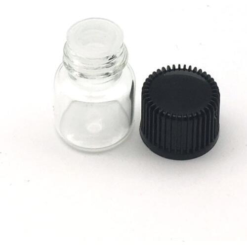 5pcs Small Empty Perfume Sample 1ml Clear Glass Bottle with No Hole Screw Cap Mini Essential Oil Vials