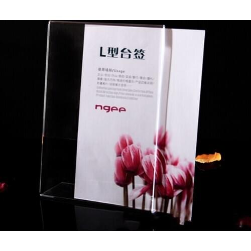 50 Pcs Card Display Sign Holder for Store A6 Acrylic Desktop Menu Price Tag Display Stand for Supermarket Hotel